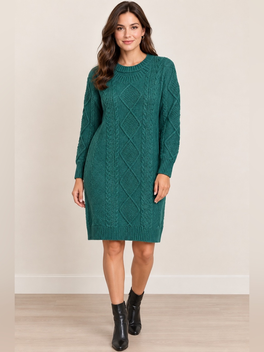 torrid Teal Cable-Knit Long Sleeve Sweater Dress size L